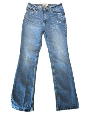 Wrangler High Rise Flare Jeans Size 6x32 Light Wash Bootcut Stretch Denim